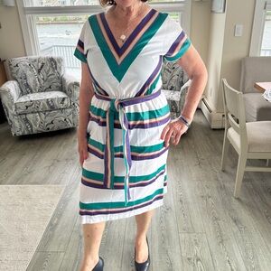 80s Vintage Belted Summer Dress